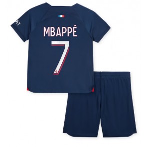 Maillot de foot Paris Saint-Germain Kylian Mbappe #7 Domicile enfant 2023-24 Manches Courte (+ pantalon court)